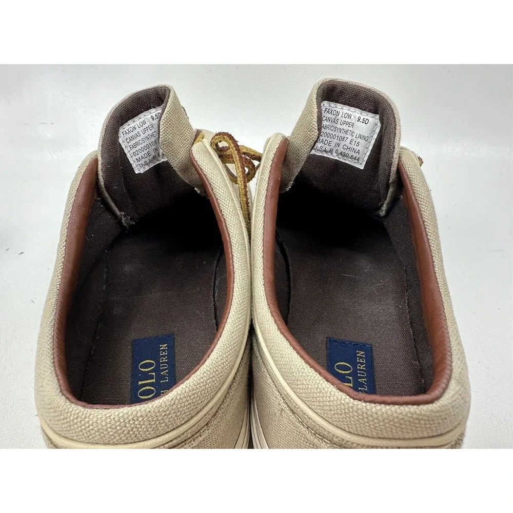 Polo‎ Ralph Lauren Faxon  Low Top Canvas Shoes Sneaker Tan Mens Size 9.5 D